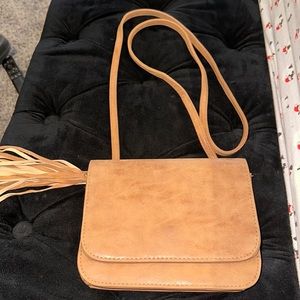 Suede Light brown purse/bag,tassels attached
